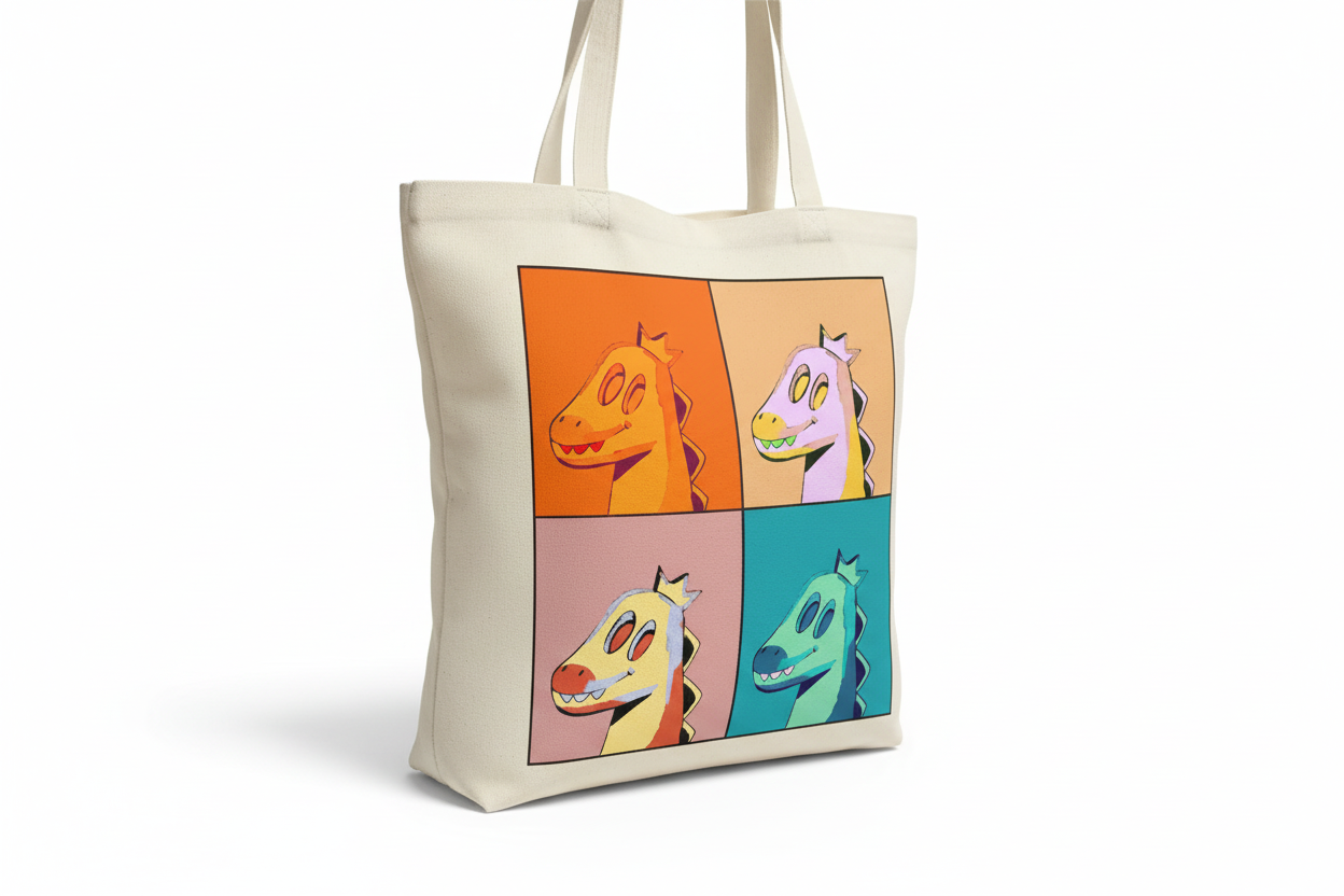 Angled tote bag mockup