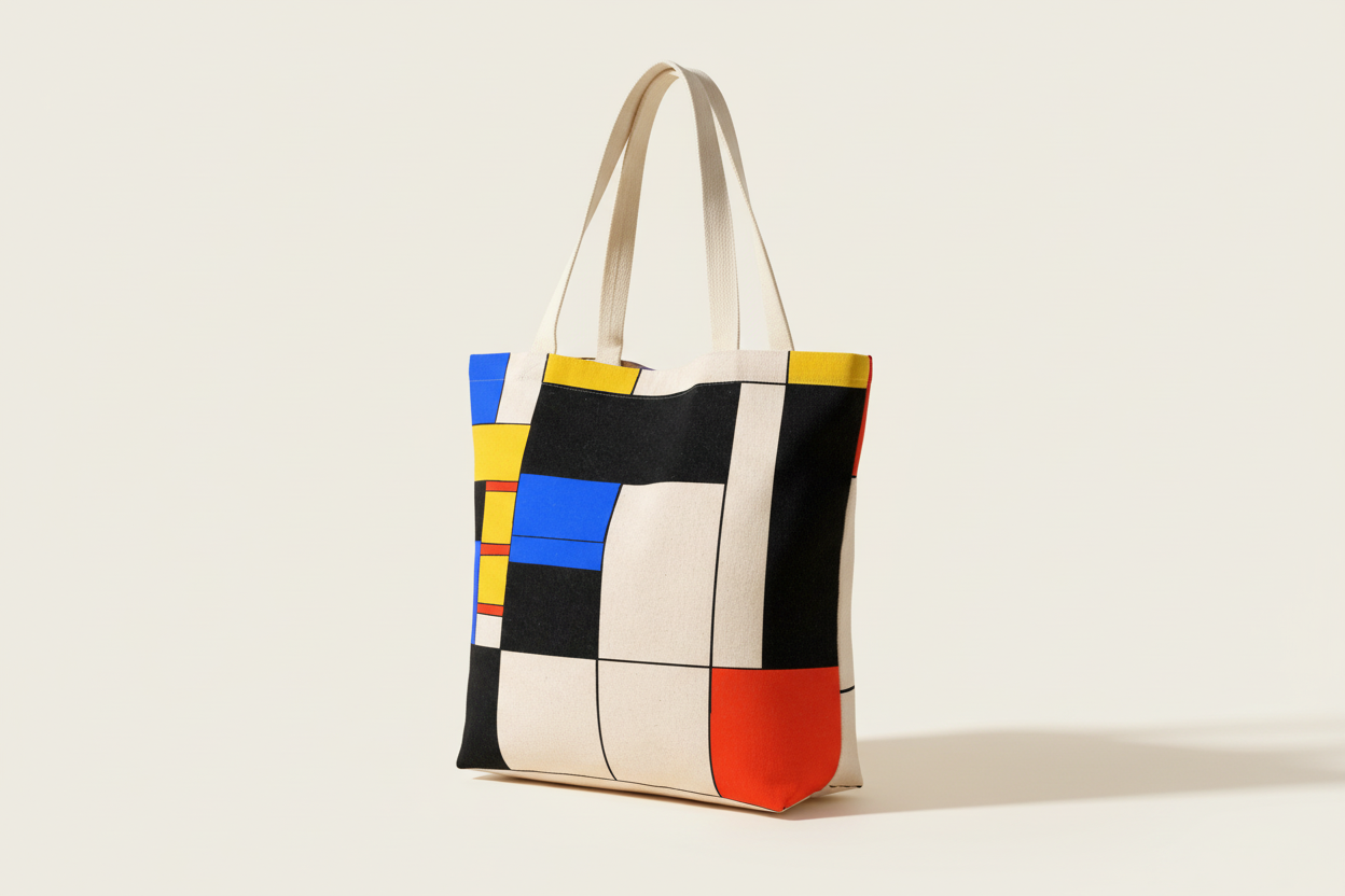 Mondrian Tote - angled view with cream background