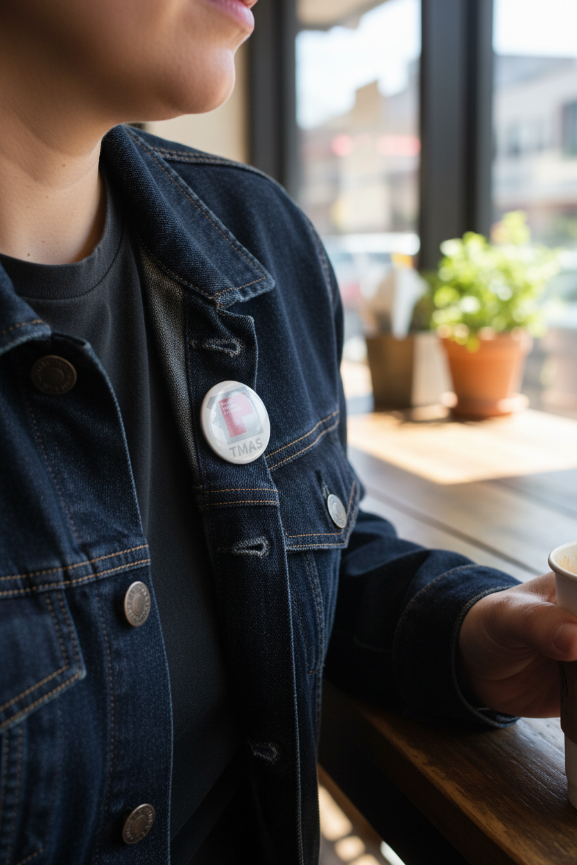 TMAS Logo Pin lifestyle shot