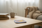 Celestial coaster with moon and stars - lifestyle shot